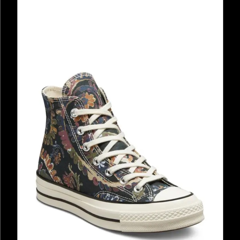 Converse Chuck 70 Black Floral High-Top Sneakers Cranberry